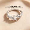 Silvery Leaf-Shaped Adjustable Ring for Women