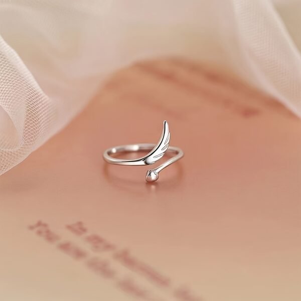 Simple Angel Wing Adjustable Open Ring