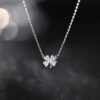 Elegant Glass-Set Lucky Clover Necklace