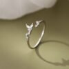 43d14b05-df36-4777-be28-9ac1479d71df.jpg Sparkling Butterfly & Leaf Adjustable Ring for Women