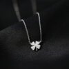 Elegant Glass-Set Lucky Clover Necklace