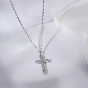Silver Cross CZ Necklace