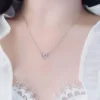 Silver Open Heart CZ Necklace