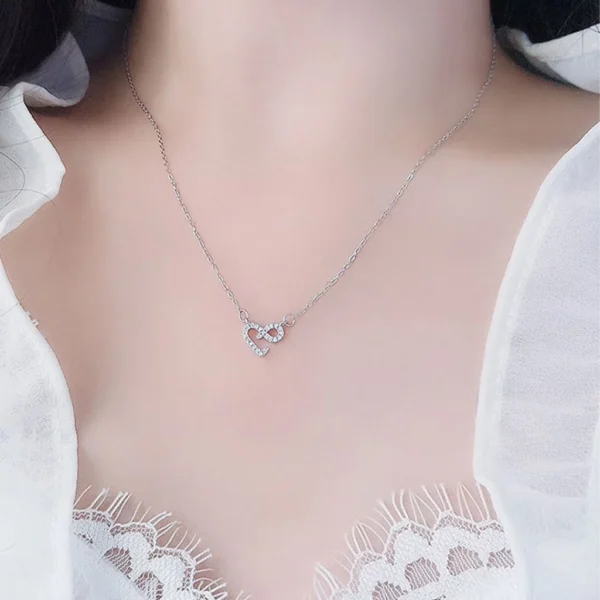 Silver Open Heart CZ Necklace