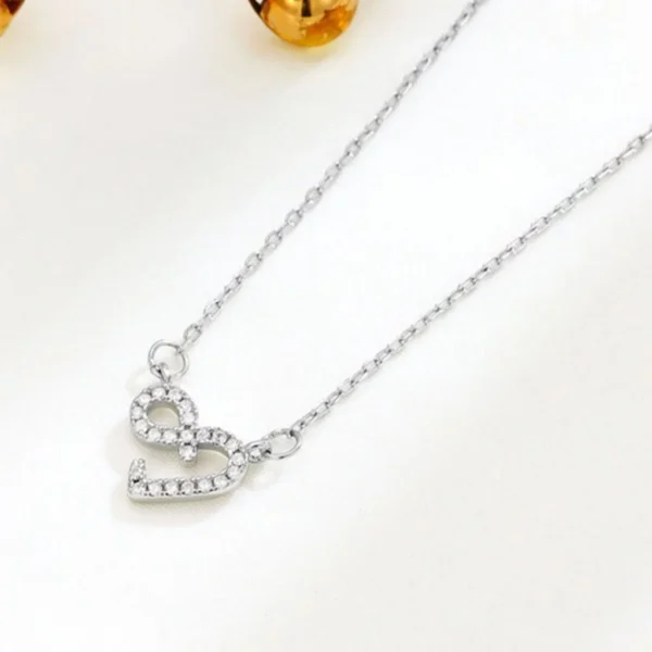 Silver Open Heart CZ Necklace