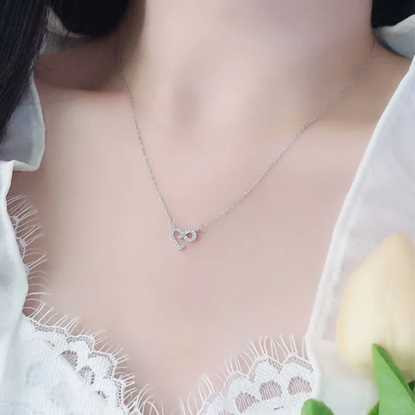 Silver Open Heart CZ Necklace
