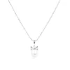 Ribbon Pearl CZ Pendant Necklace